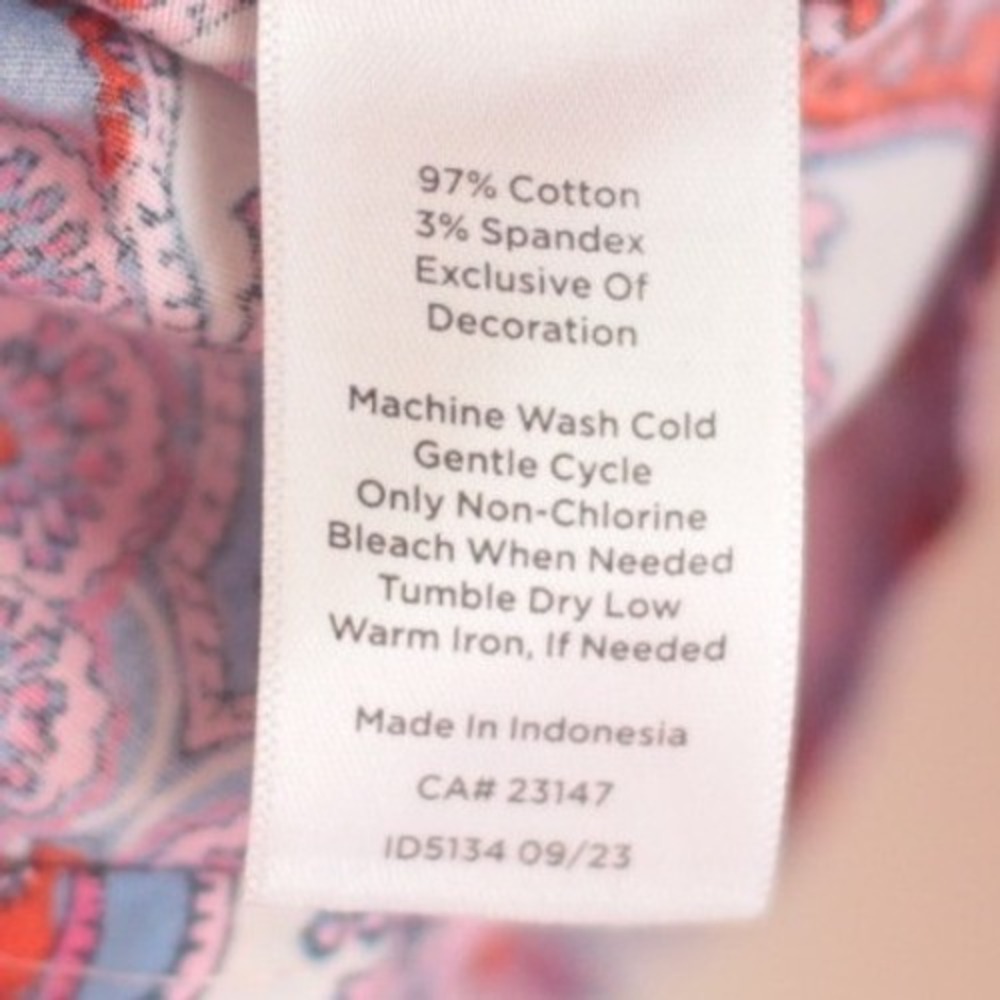 Talbots Petite 2P Paisley Button Down Shirt Pink Blue Long Sleeve Cotton - Picture 6 of 10